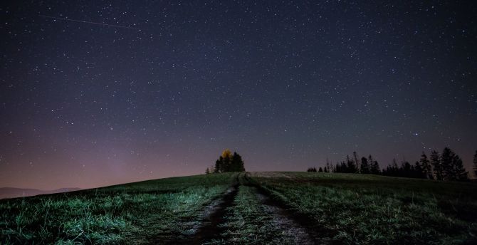 Road, farms, night out, sky wallpaper