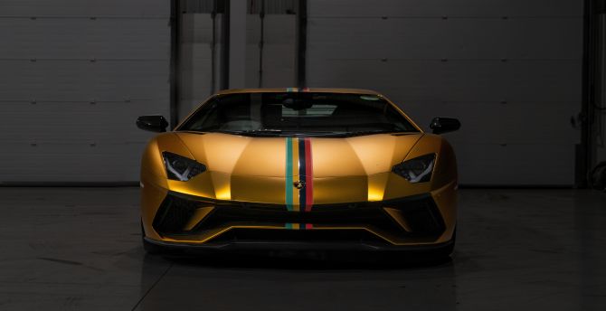 Lamborghini Aventador, golden, sports car wallpaper