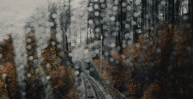 Railway, railroad, bokeh, glare wallpaper