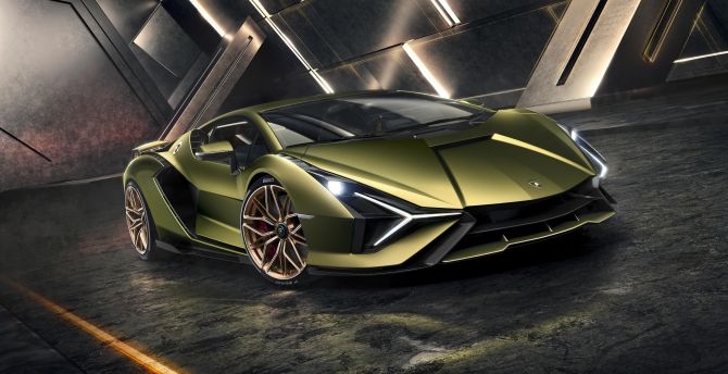 Lamborghini Sian, greenish sportcar, 2019 wallpaper