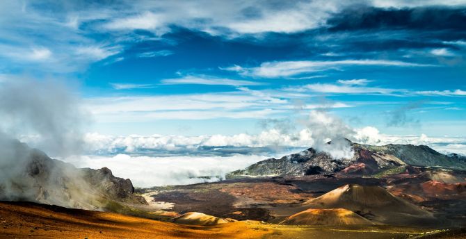 Haleakala crater, volcano, Hawaii, landscape wallpaper