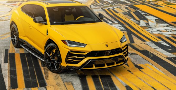 Yellow, Lamborghini Urus, sports vehicle wallpaper