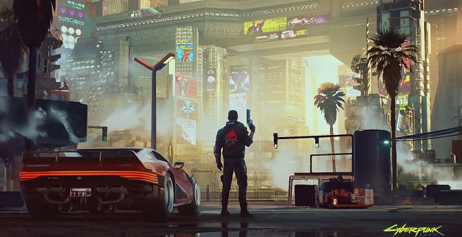 Game art, Cyberpunk 207, video game, man with gun wallpaper