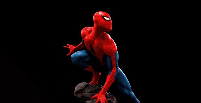 The Amazing spider-man, OLED art, dark wallpaper