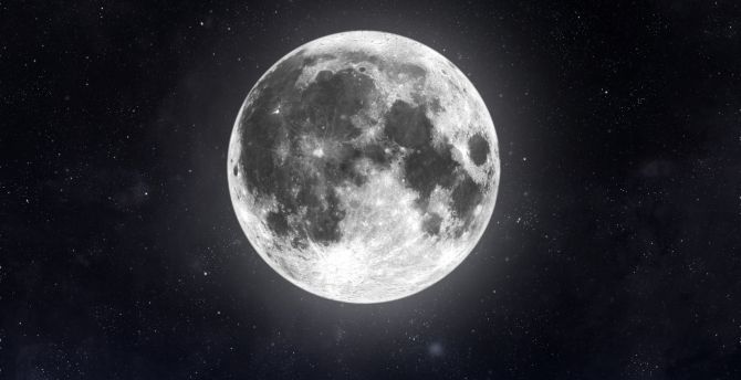 Moon in space, dark, telescopic view wallpaper