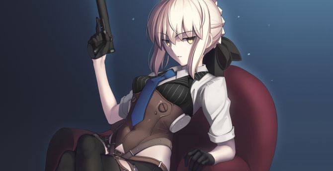 Hot, Saber Alter with gun, Fate/Grand Order wallpaper
