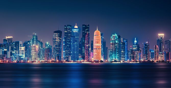 City Night Glow Buildings Reflections Wallpaper Hd Image Picture Background 1c12fa Wallpapersmug