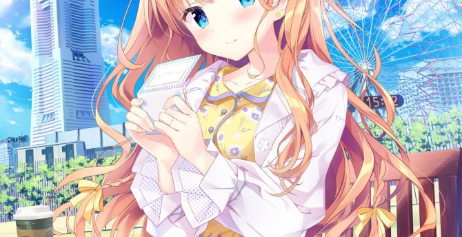 Cute, anime girl, blue eyes wallpaper