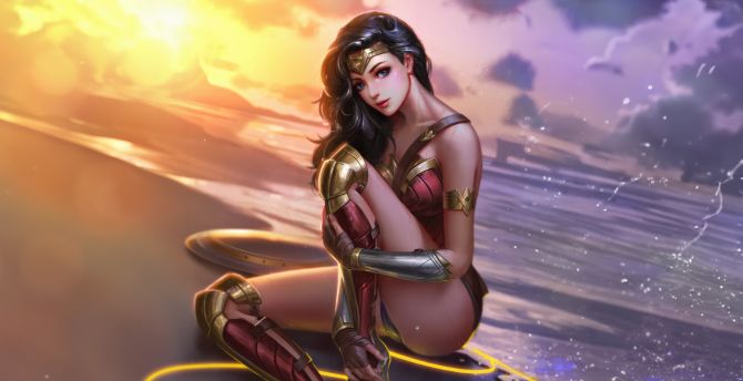 Wonder Woman, radiant and beautiful, artwork wallpaper