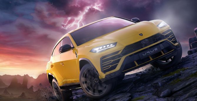 Off0-road yellow, sports car, Lamborghini Urus wallpaper