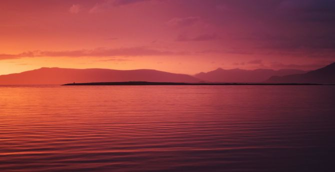 Lake, calm lake, sunset, nature wallpaper