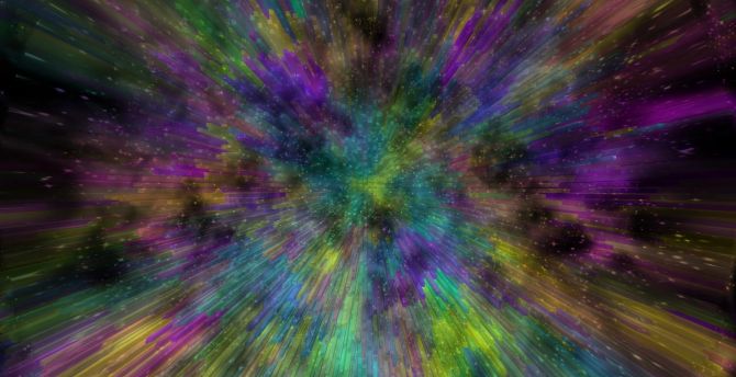 Space, particle scattering, explosion, colorful wallpaper