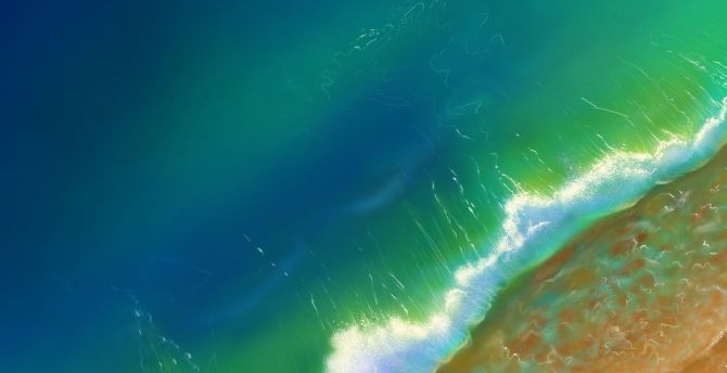 Green ocean, sea waves, aerial view, beach wallpaper
