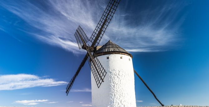 Windmill, sunny day, blue sky, architecture wallpaper