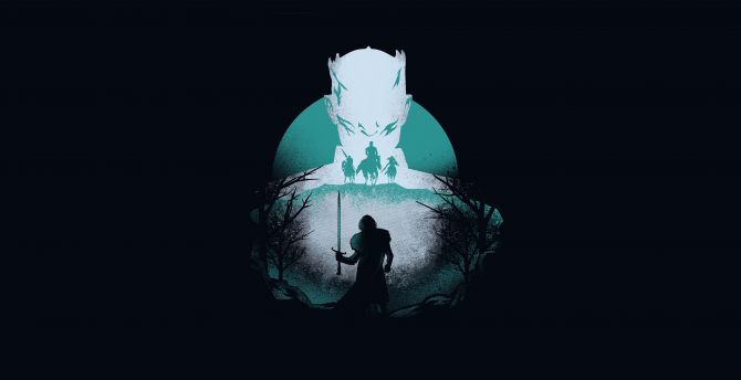 Game of Thrones, Knight King and Jon Snow, Season 8, artwork wallpaper