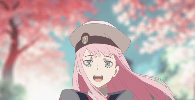 Zero Two, uniform, cute ana beautiful, anime girl wallpaper