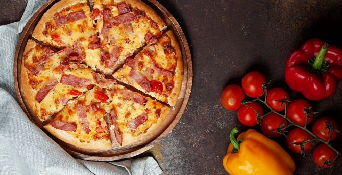 Tomato, pizza, food wallpaper
