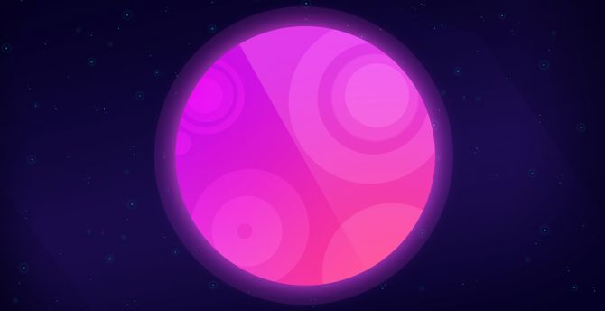Moon, neon, pink planet, abstract, space wallpaper