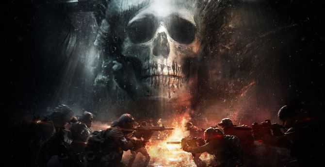 Tom clancy's the division, game, skull, soldiers wallpaper
