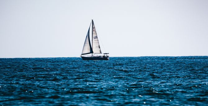 Week-end out, sailboat, blue sea, summer wallpaper