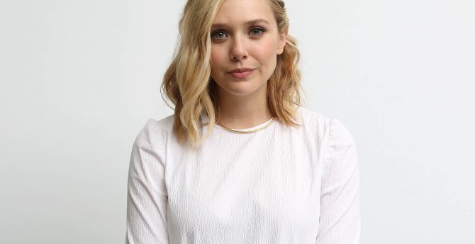 Smiple and beautiful, white top, Elizabeth Olsen wallpaper