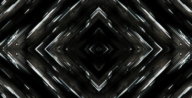 Squares, dark fractal, abstract, glowing lines wallpaper