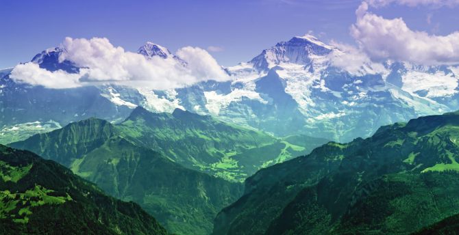Jungfrau, alps of Switzerland, green and beautiful wallpaper