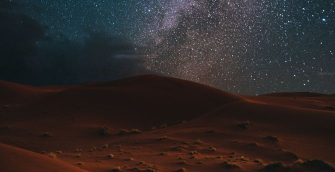 Desert, night, milky way, starry sky wallpaper