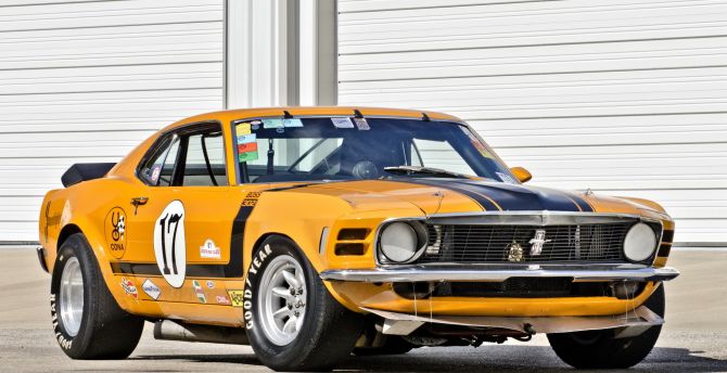 Sports car, Ford Mustang Boss 302, yellow wallpaper