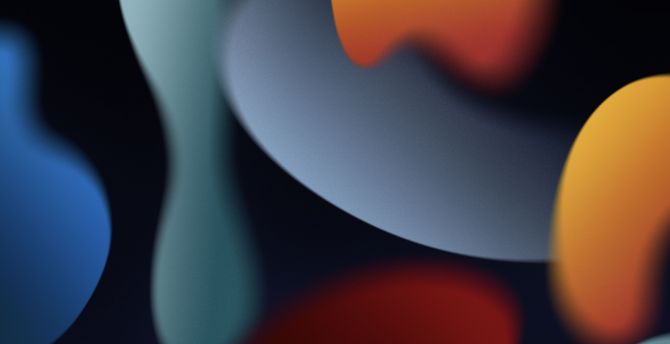 iOS 15, blur shapes, abstraction wallpaper