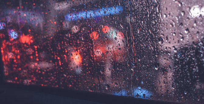 Window, raindrops, bokeh wallpaper
