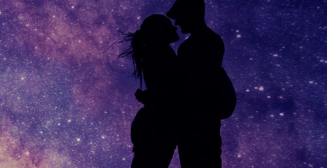 Desktop Wallpaper Couple Romantic Night Love Silhouette Art Hd