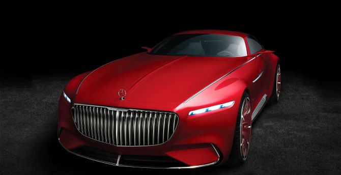 Red, front, Vision Mercedes-maybach wallpaper