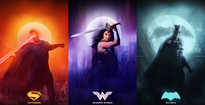 Justice league, superman, wonder woman, batman, collage wallpaper