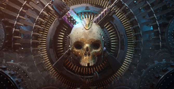 Warhammer 40k, skull, game wallpaper