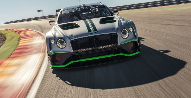 Bentley Continental GT3, on road, motion blur, front wallpaper