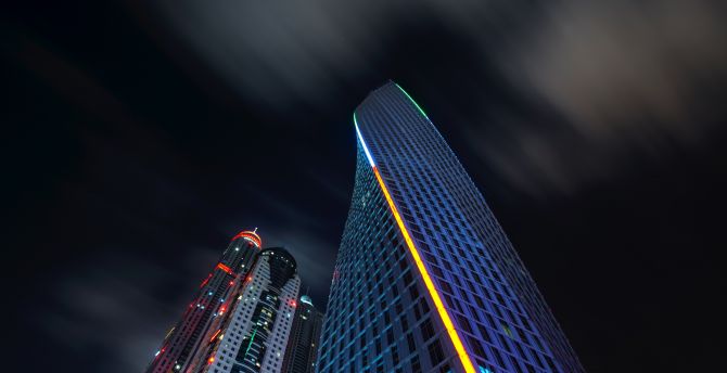 Buildings, night, sky wallpaper