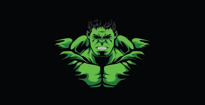 Hulk, angry green guy, minimal wallpaper