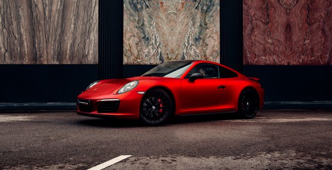 Porsche Carrera, red wallpaper