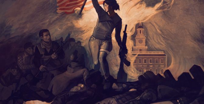 Homefront: the revolution, girl soldier with flag wallpaper