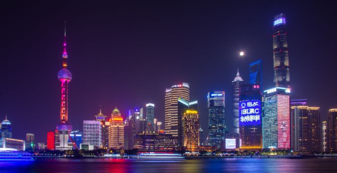Shanghai, cityscape, night, beautiful, buildings wallpaper