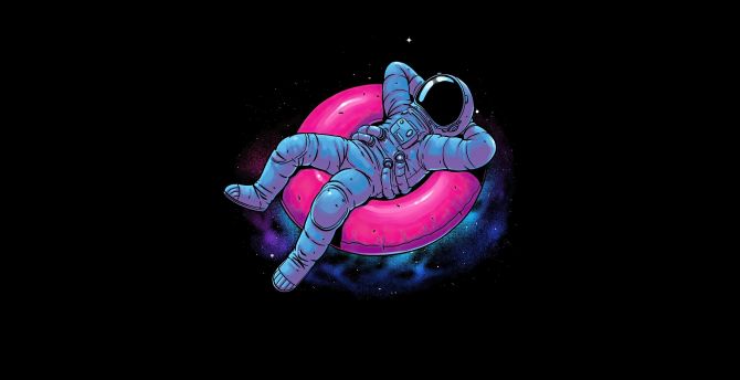 Swimming, dream, astronaut, dark wallpaper