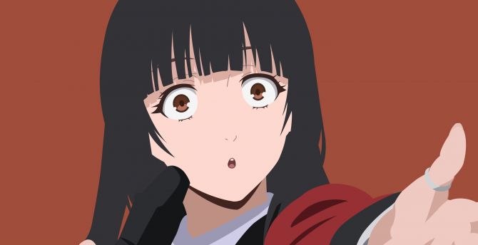 Amazed, anime girl, Yumeko Jabami, Kakegurui wallpaper