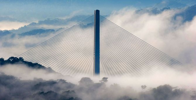 Puente Centenario, Centennial bridge, Panama, Sky, clouds, modern architecture wallpaper