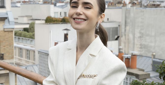 Beautiful smile, 2023, Lily Collins wallpaper