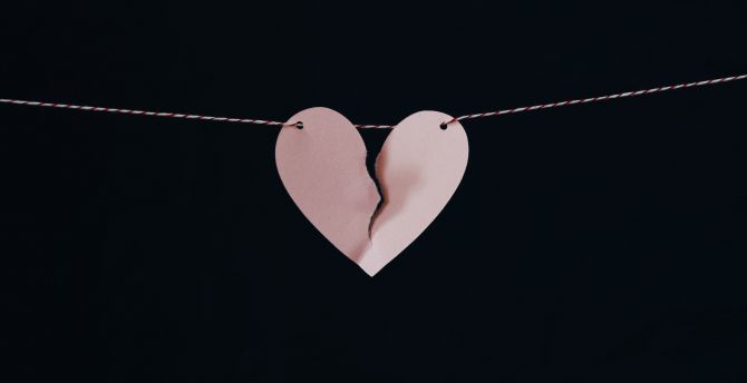 Heart, paper, string, breaking wallpaper