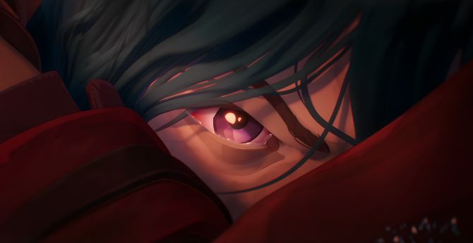 Angry Jinx, red eye, league of legends wallpaper