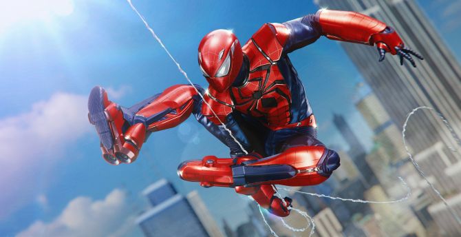 Spider-man, PS4, Aaron Aikman armor, swing, video game wallpaper