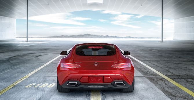 Car, rear-view, Mercedes-AMG GT, red wallpaper