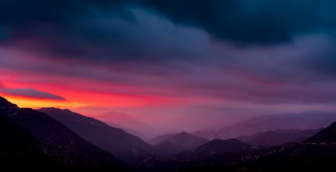 Desktop Wallpaper Horizon Sunset Mountains Dark Hd Image Picture Background 280b25